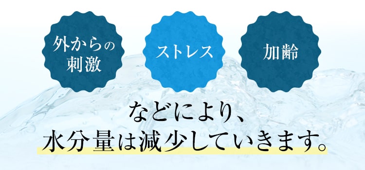 外からの刺激 ストレス 加齢などにより水分量は減少していきます。